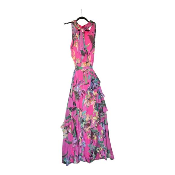 Alex Marie Nina Halter Pink Lily Vibrant Floral Sleeveless Dress Womens Sz 6 NWT - Picture 7 of 16